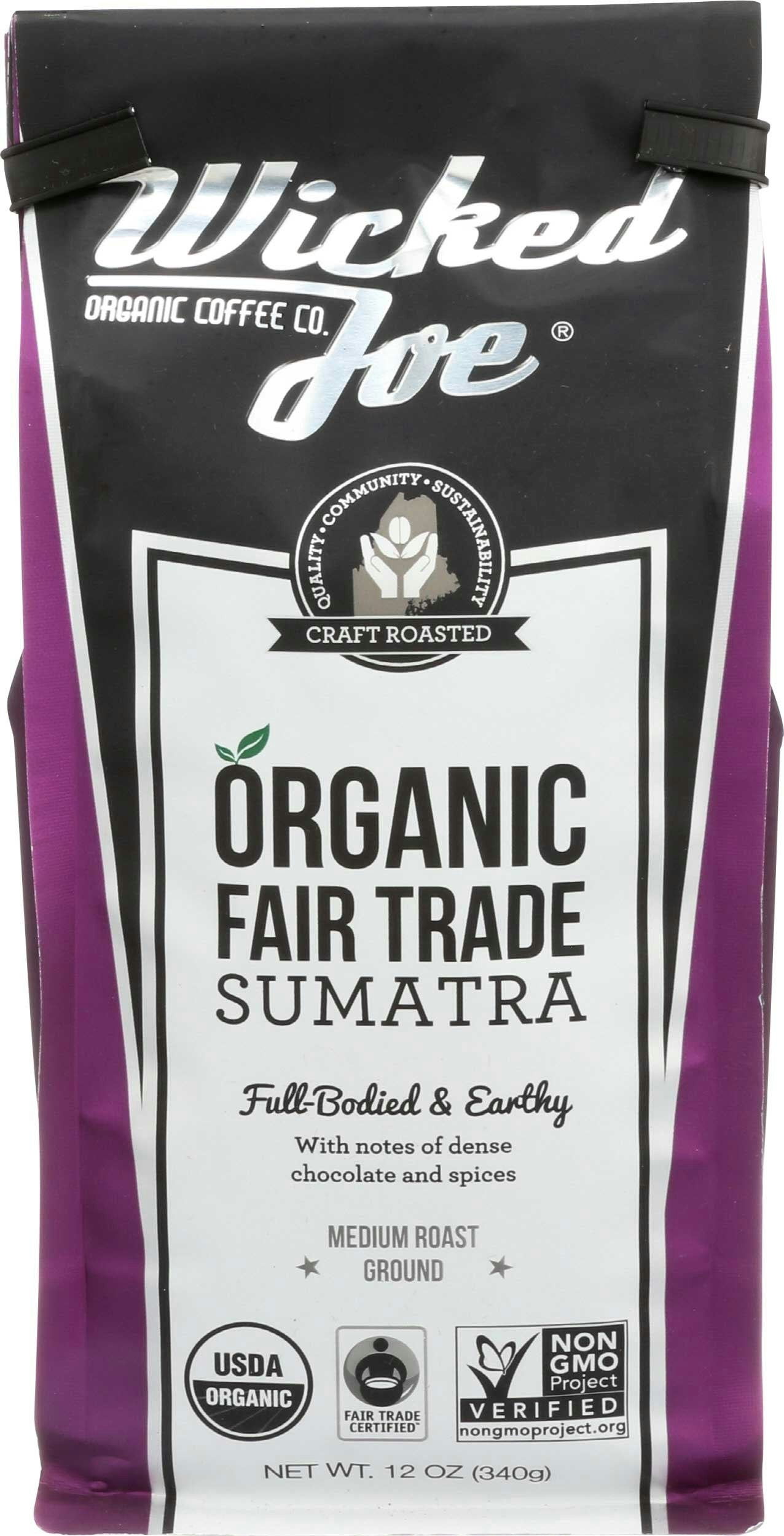 Wicked Joe Organic Sumatra Ground Coffee 12 Oz Pack of 6