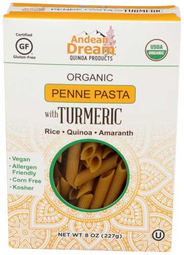 Andean Dream Organic Penne Pasta with Turmeric - 8 Ounce (Pack of 8)