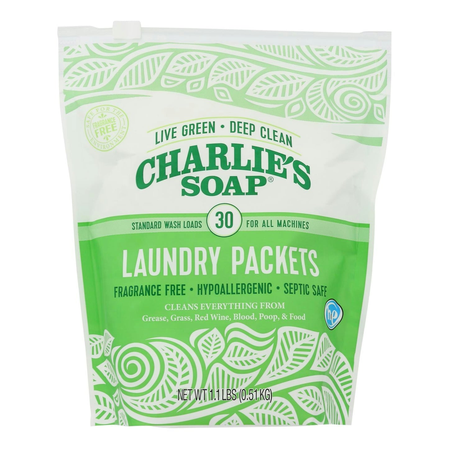 Charlie's Soap Laundry Powder 30 Count (Pack of 6)