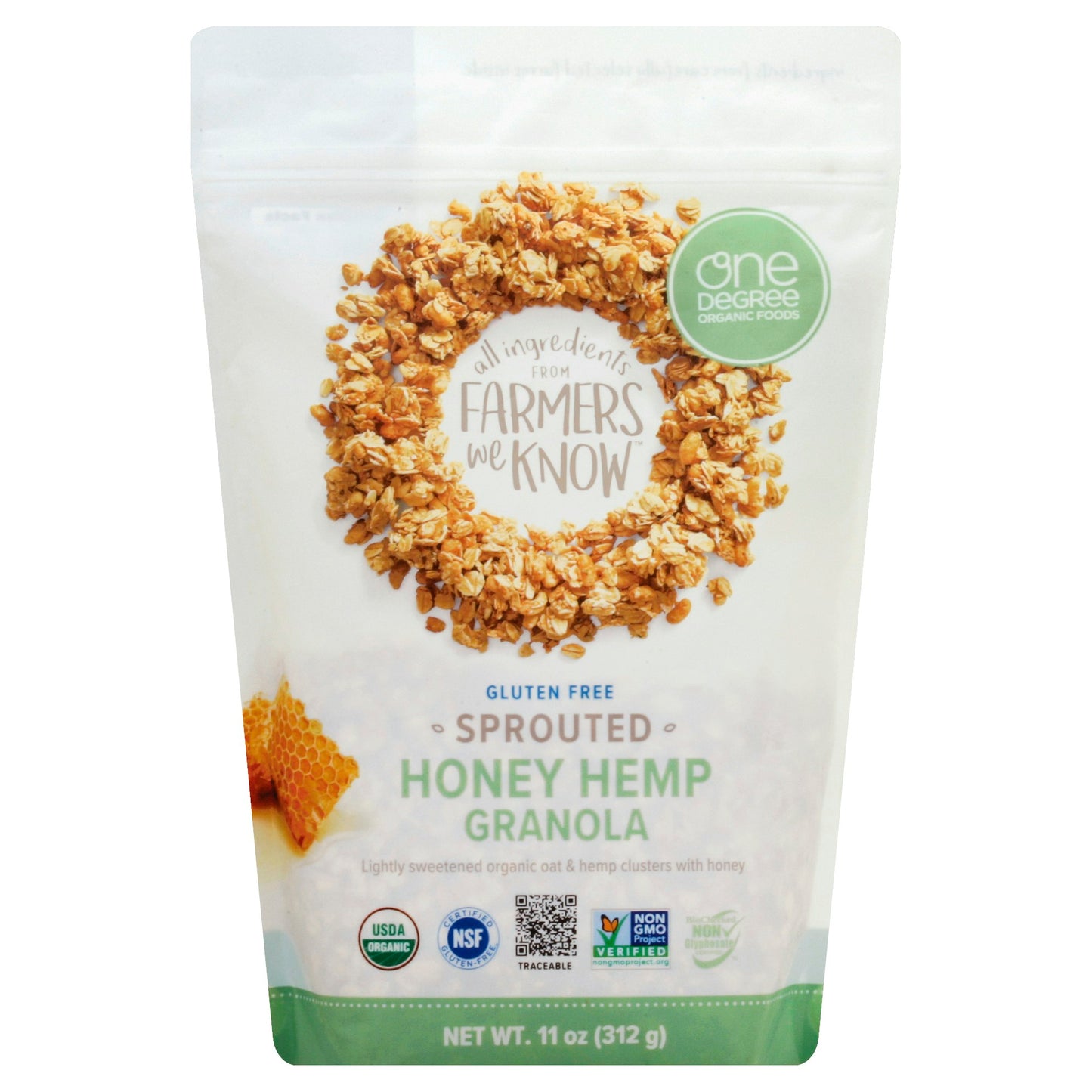One Degree Granola Honey Hemp Organic 11 Oz Pack of 6