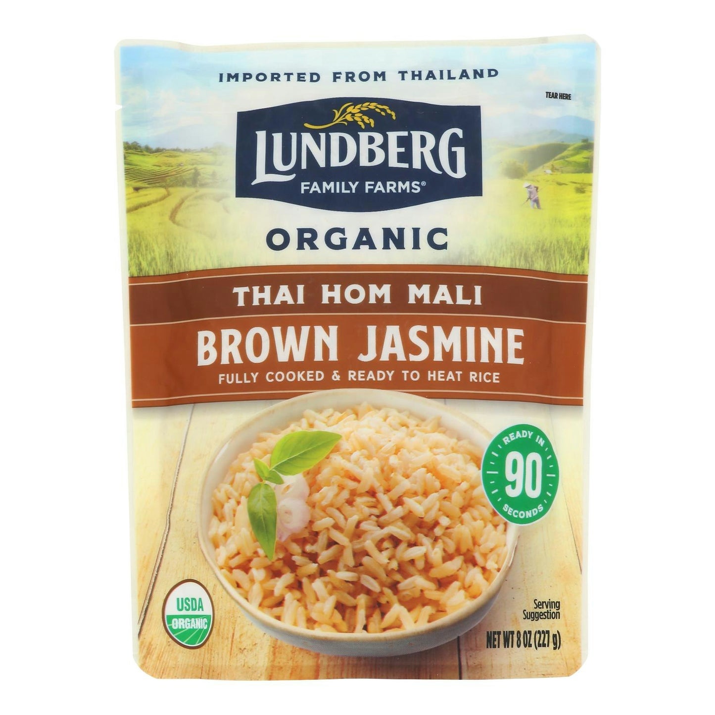 Lundberg Family Farms Organic Thai Rice - Brown Jasmine 8 oz (Pack of 6)