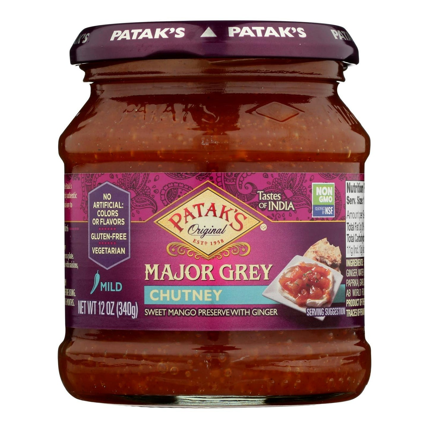 Patak's Chutney - Major Grey - Mild - 12 oz (Pack of 6)