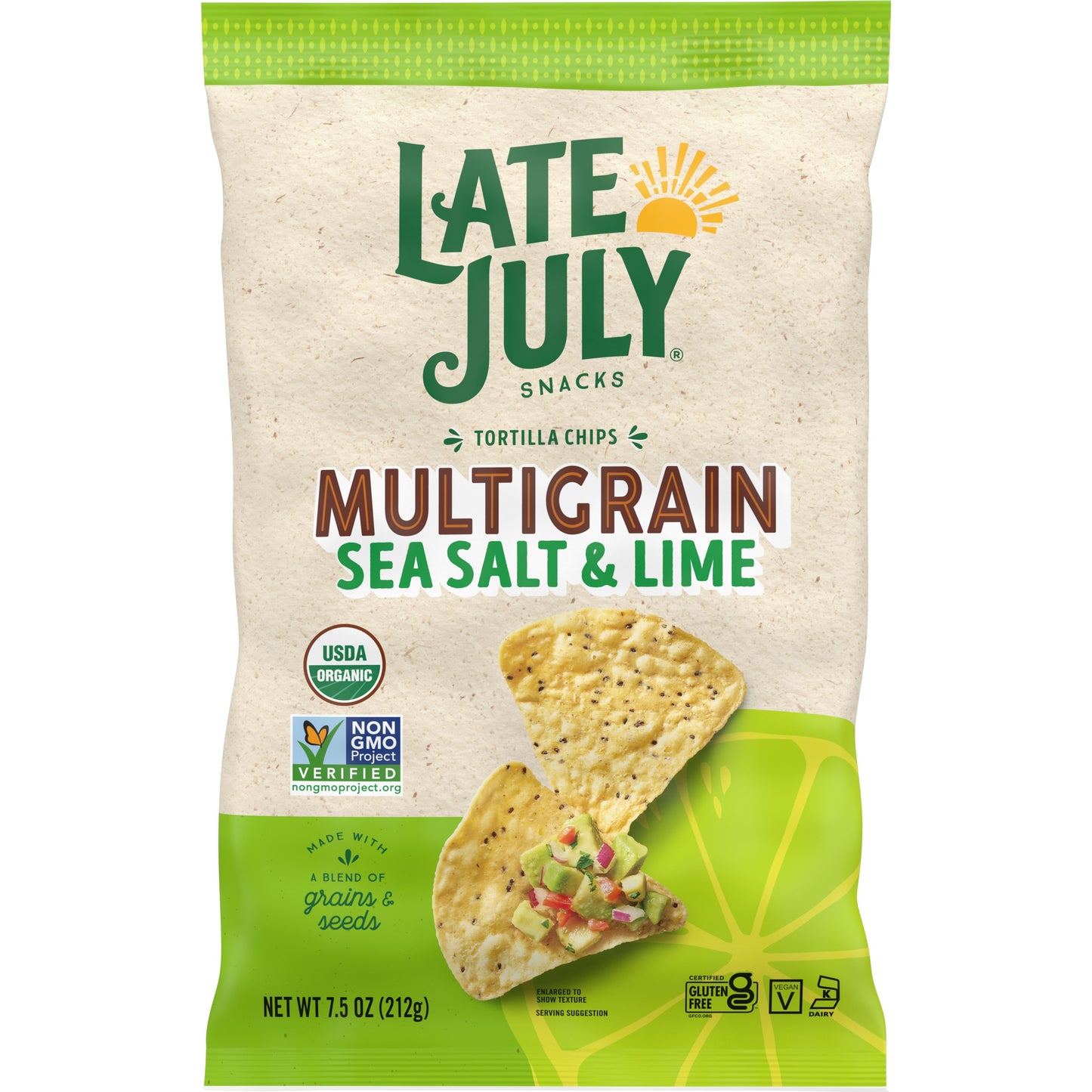 Late July Chip Multigrain Sea Salt Lime 7.5 oz (Pack of 12)