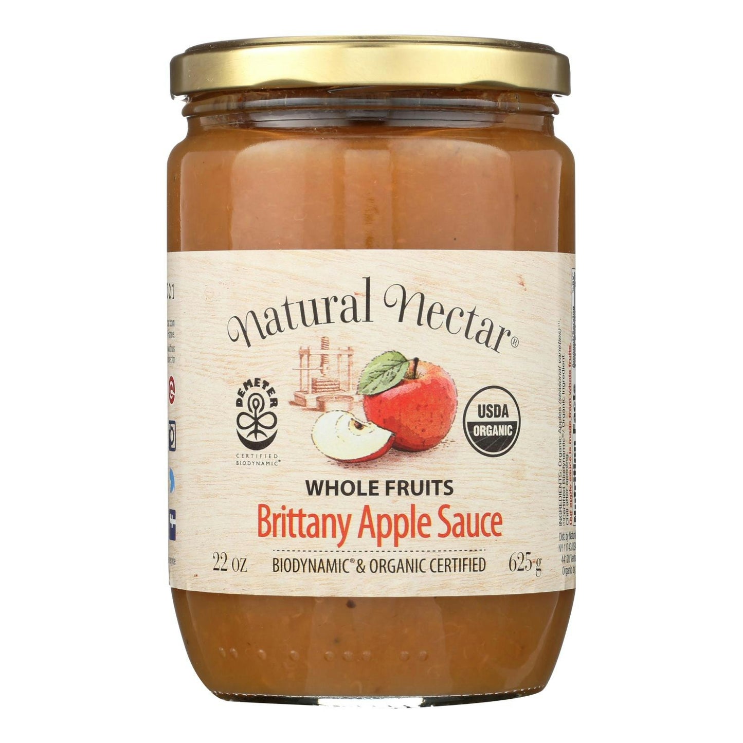 Natural Nectar - Organic Brittany Apple Sauce - 22.2 oz (Pack of 6)