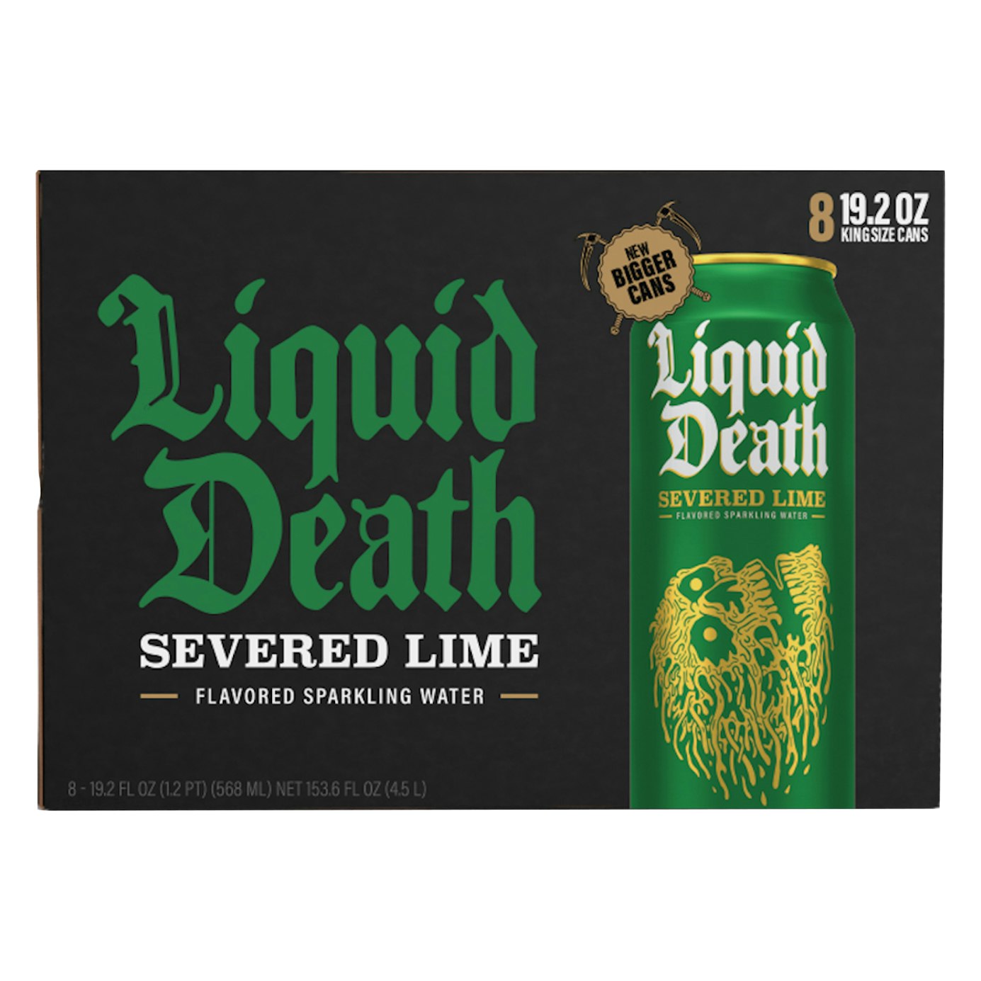 Liquid Death Water Sparkling Severed Lime 153.6 Fo Pack of 3
