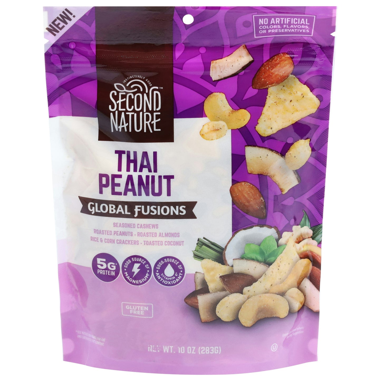 Second Nature Mix Trail Thai Peanut 10 oz (Pack of 6)