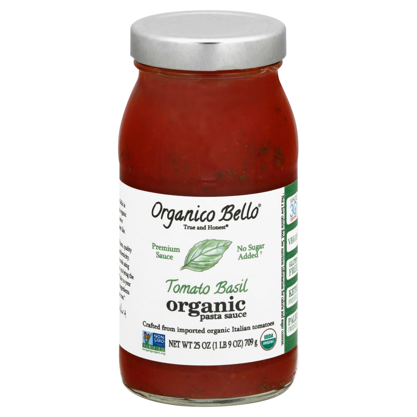 Organico Bello Sauce Pasta Tomato Basil 25 oz (Pack of 6)