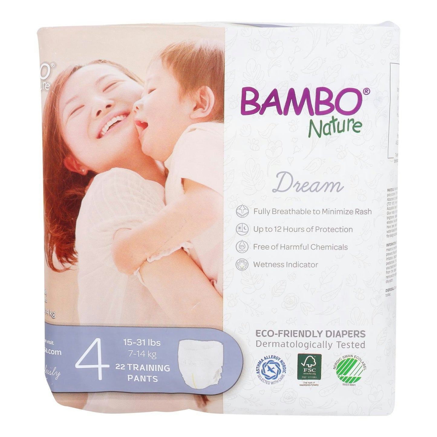 Bambo Nature - Training Pants Size 4 15-31lbs 22 Count (Pack of 5)