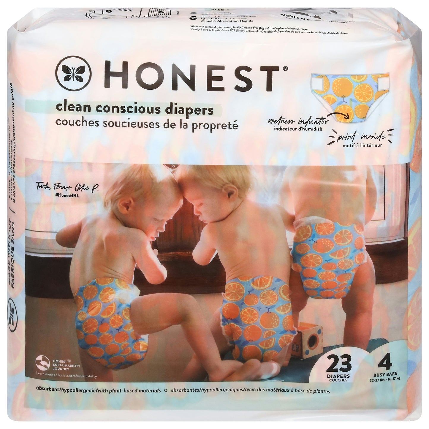 The Honest Company Diapers Orange Youcute Size 4 23 Pack (Pack of 4)