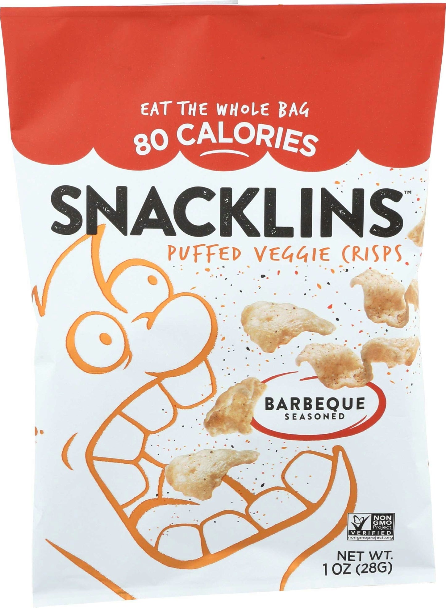 Snacklins Barbecue Seasoned Puffed Veggie Crisp - 1 Ounce (Pack of 12)