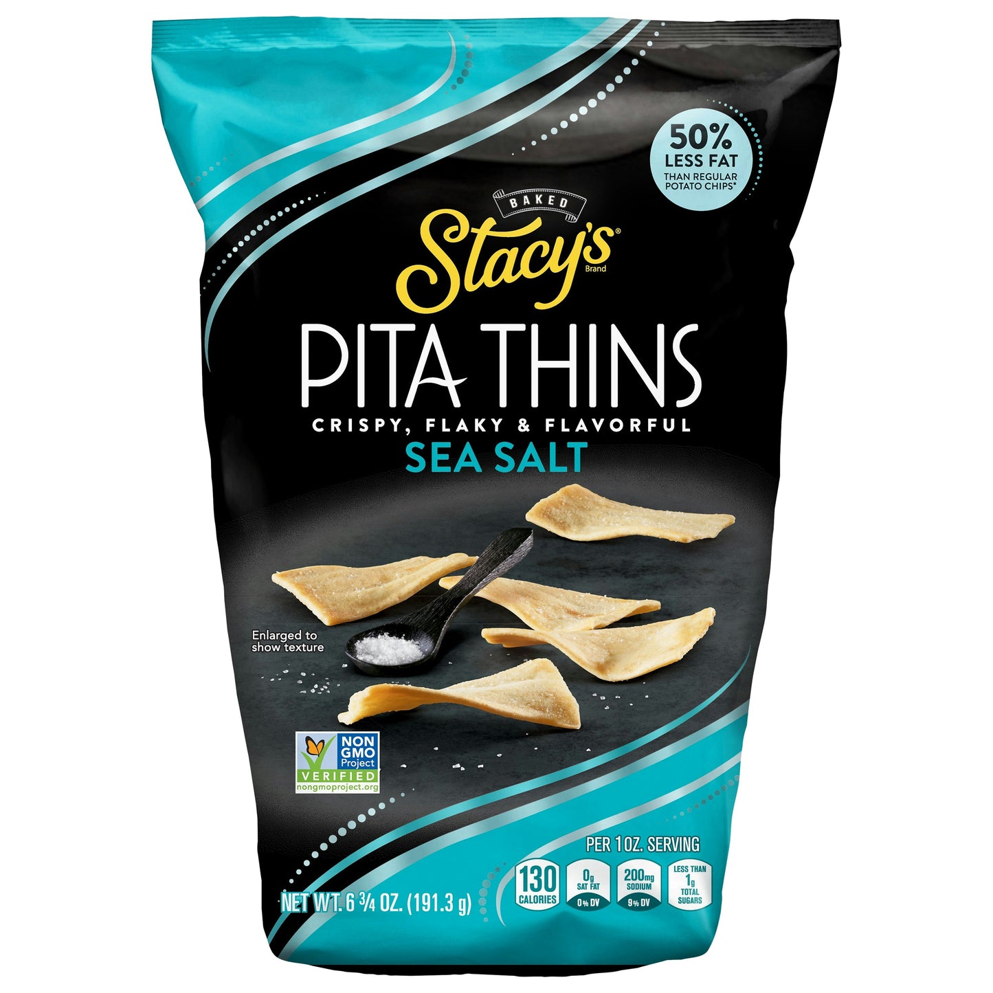 Stacys Pita Chip Pita Thins Sea Salt 6.75 oz (Pack of 8)