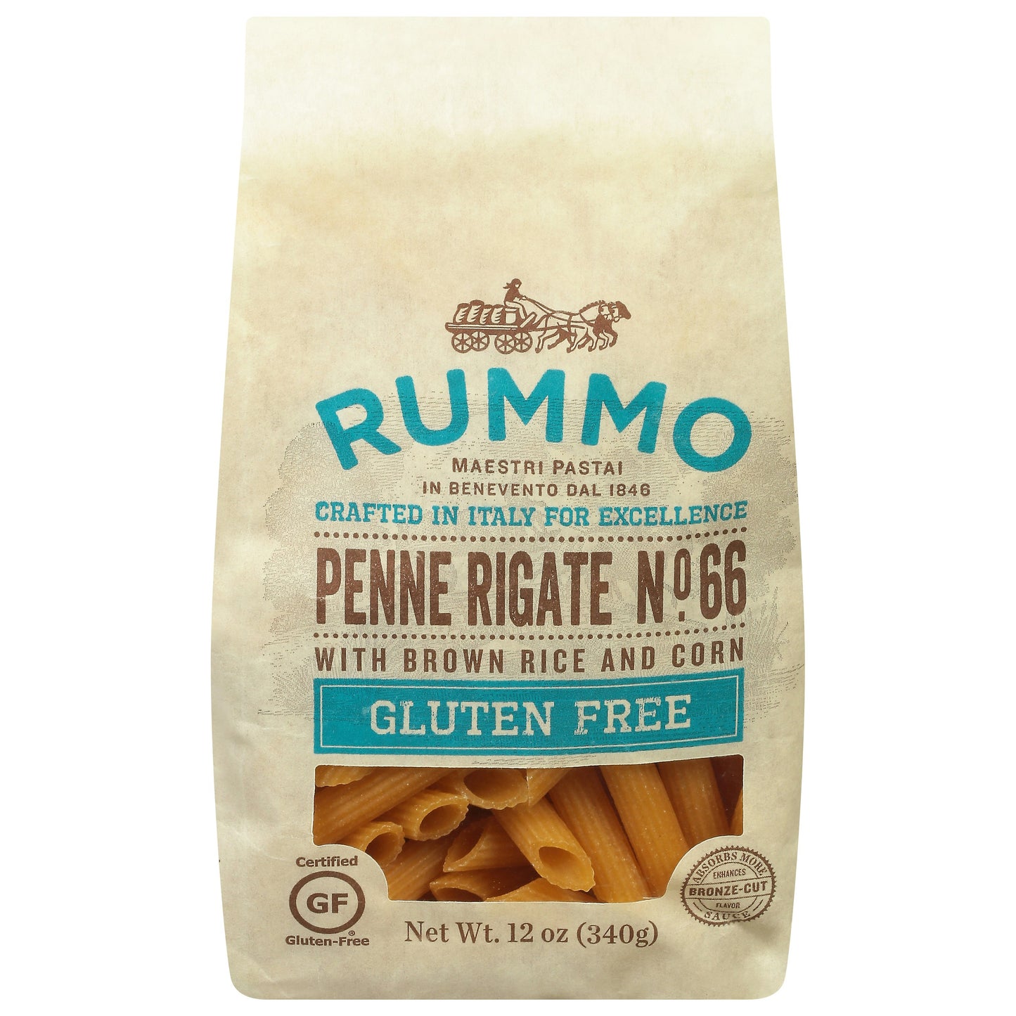 Rummo Pasta Penne Rigate Gluten Free 12 oz (Pack of 12)