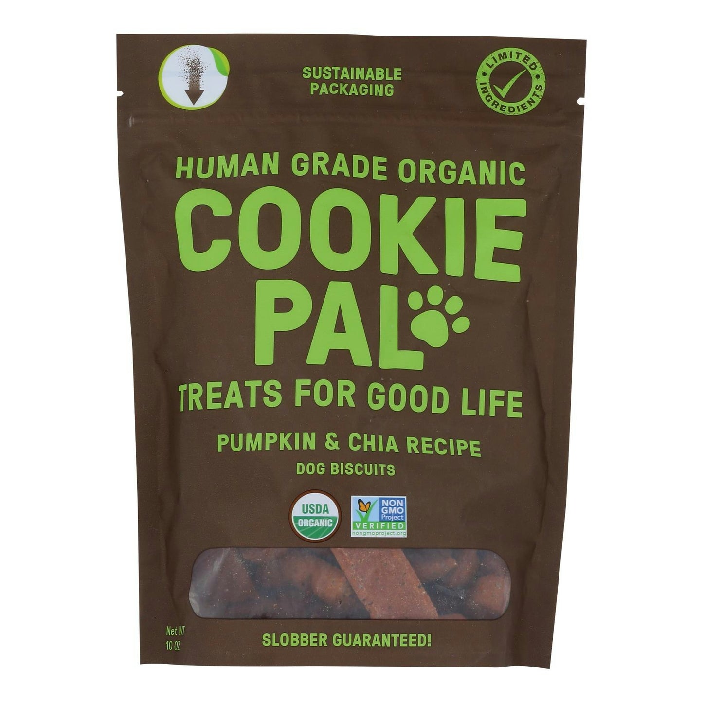 Cookie Pal - Dog Treat Organic Pumpkin Chia - 10 oz (Pack of 8)