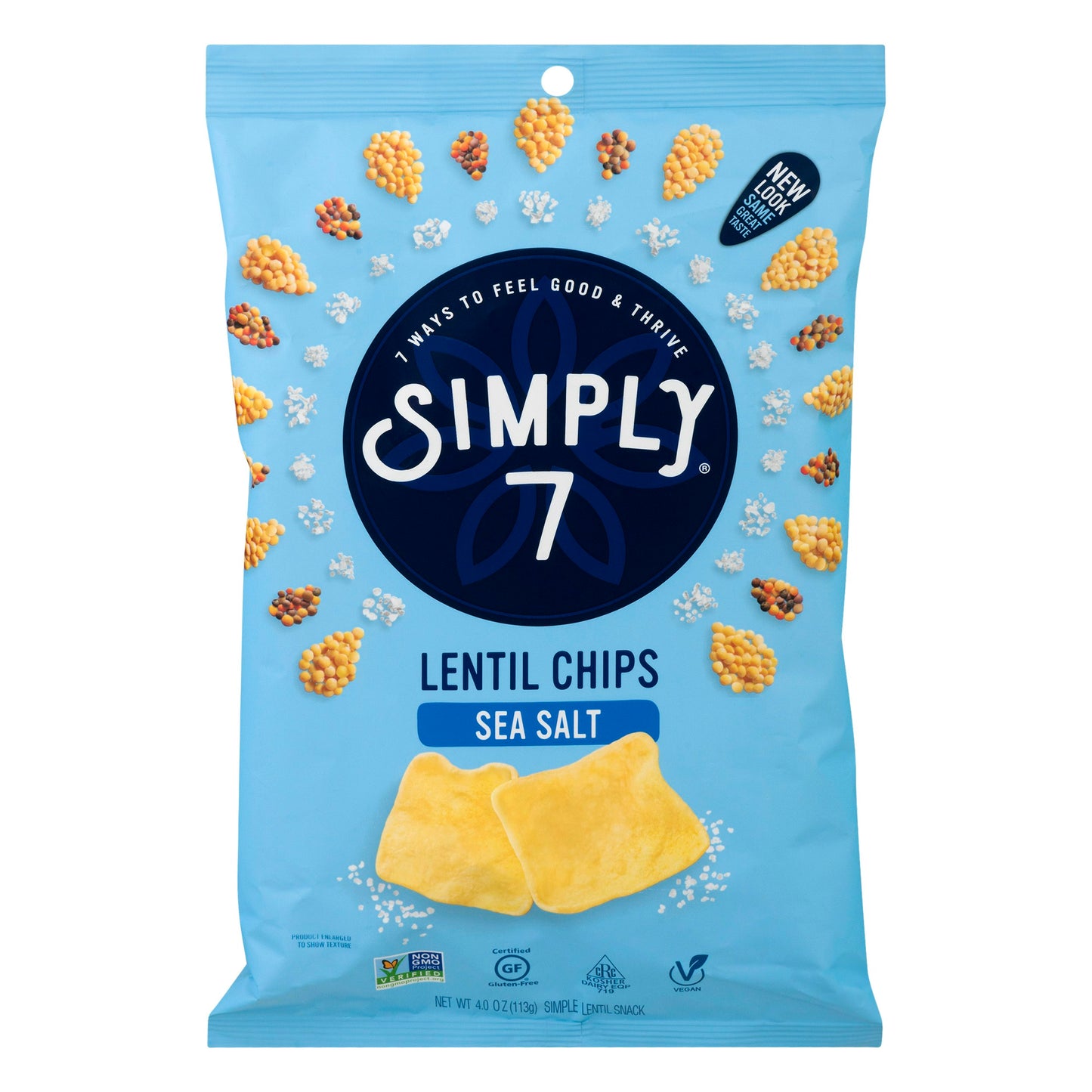 Simply 7 Chip Lentil Sea Salt 4 oz (Pack of 12)