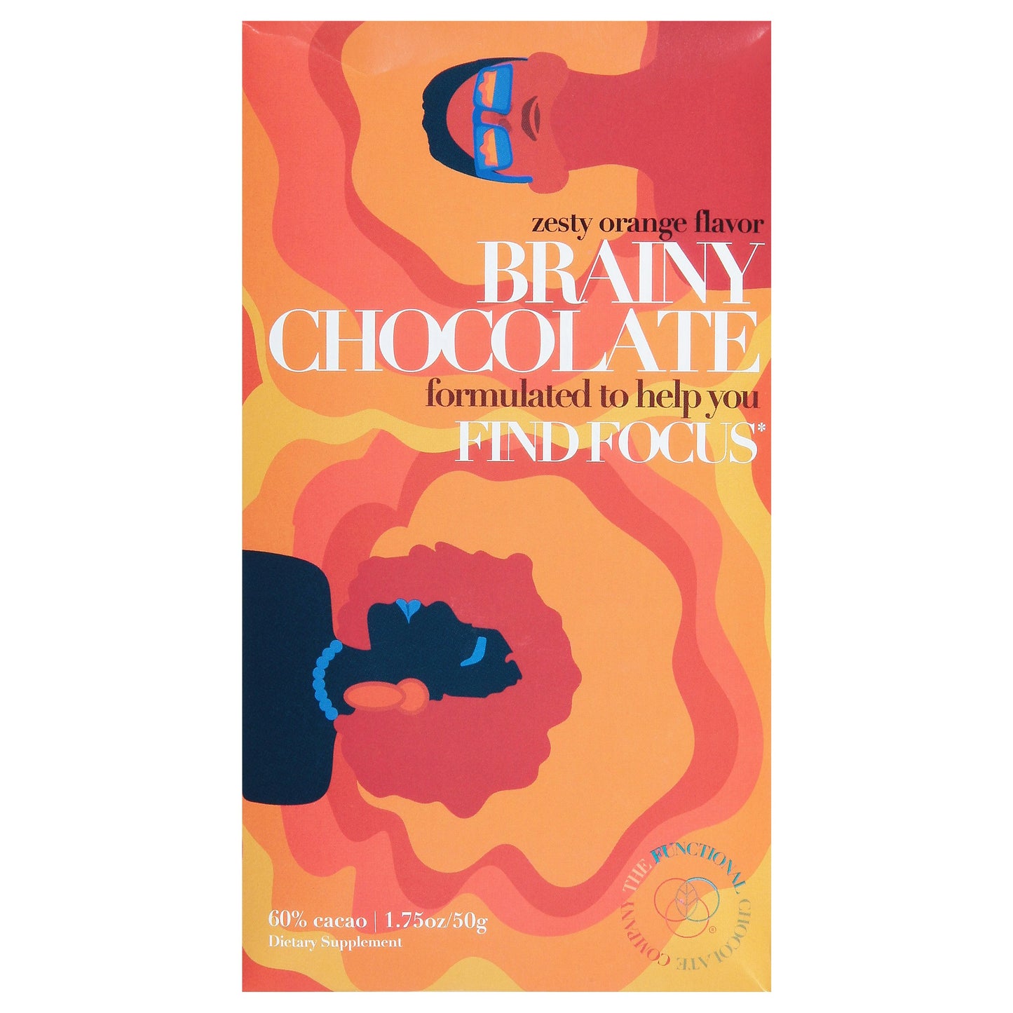 The Functional Chocolate Brain Focus Bar Chocolate 1.75 Oz (Pack of 12)