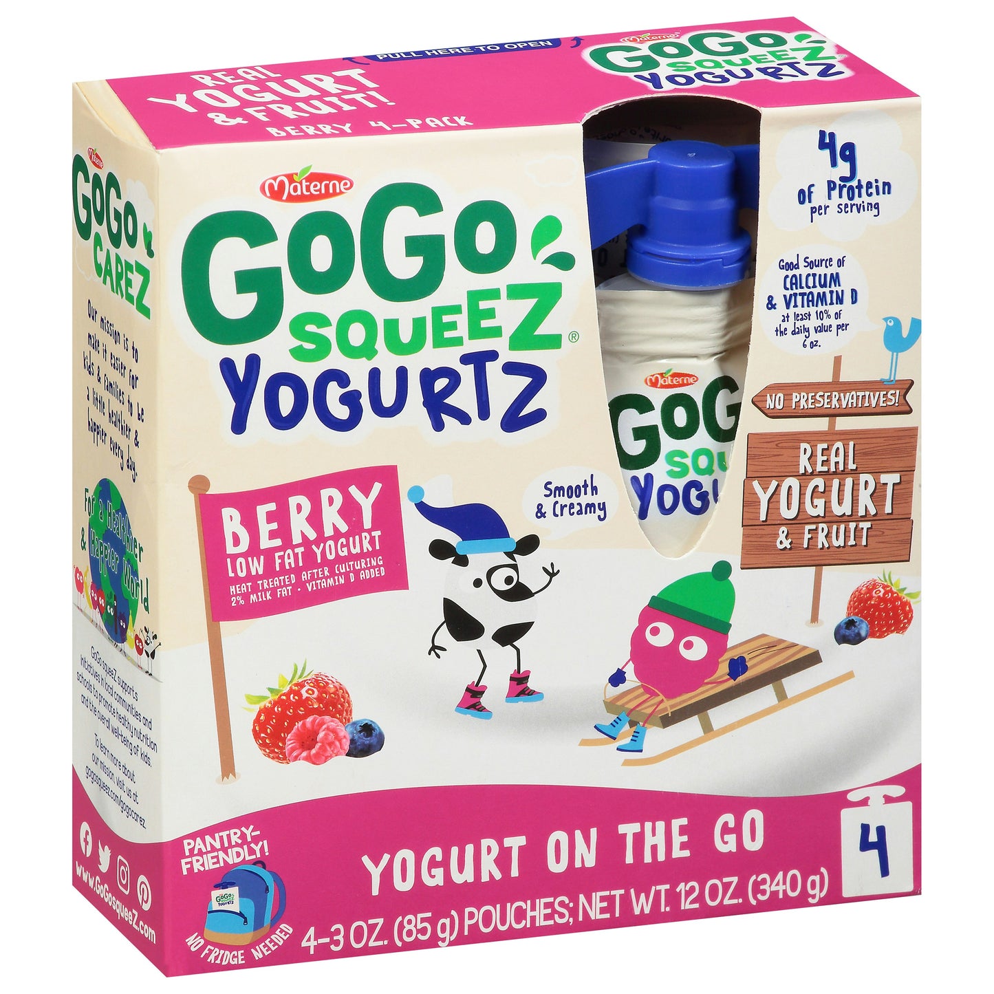 Gogo Squeez Yogurt Berry 4Pack 12 Oz (Pack of 12)