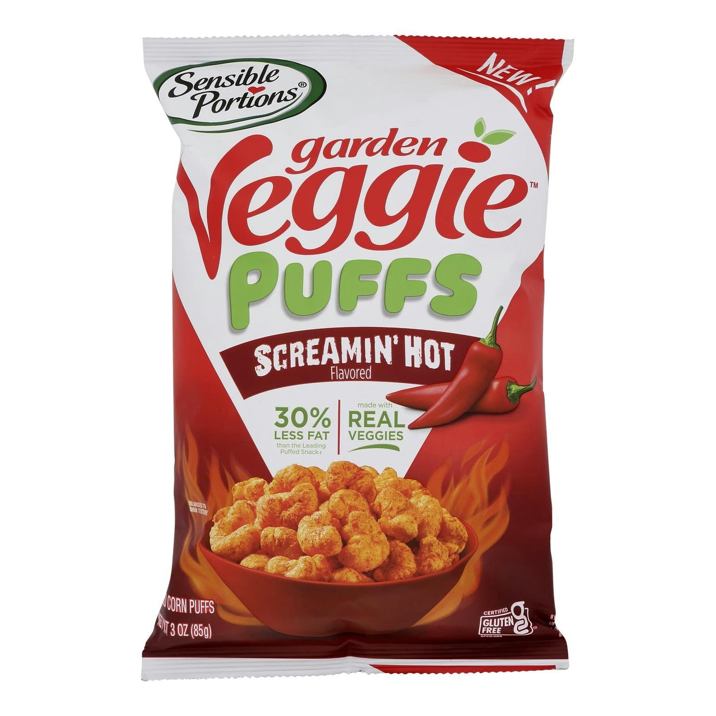 Sensible Portions - Veggie Puff Screamin Hot 3 oz (Pack of 6)
