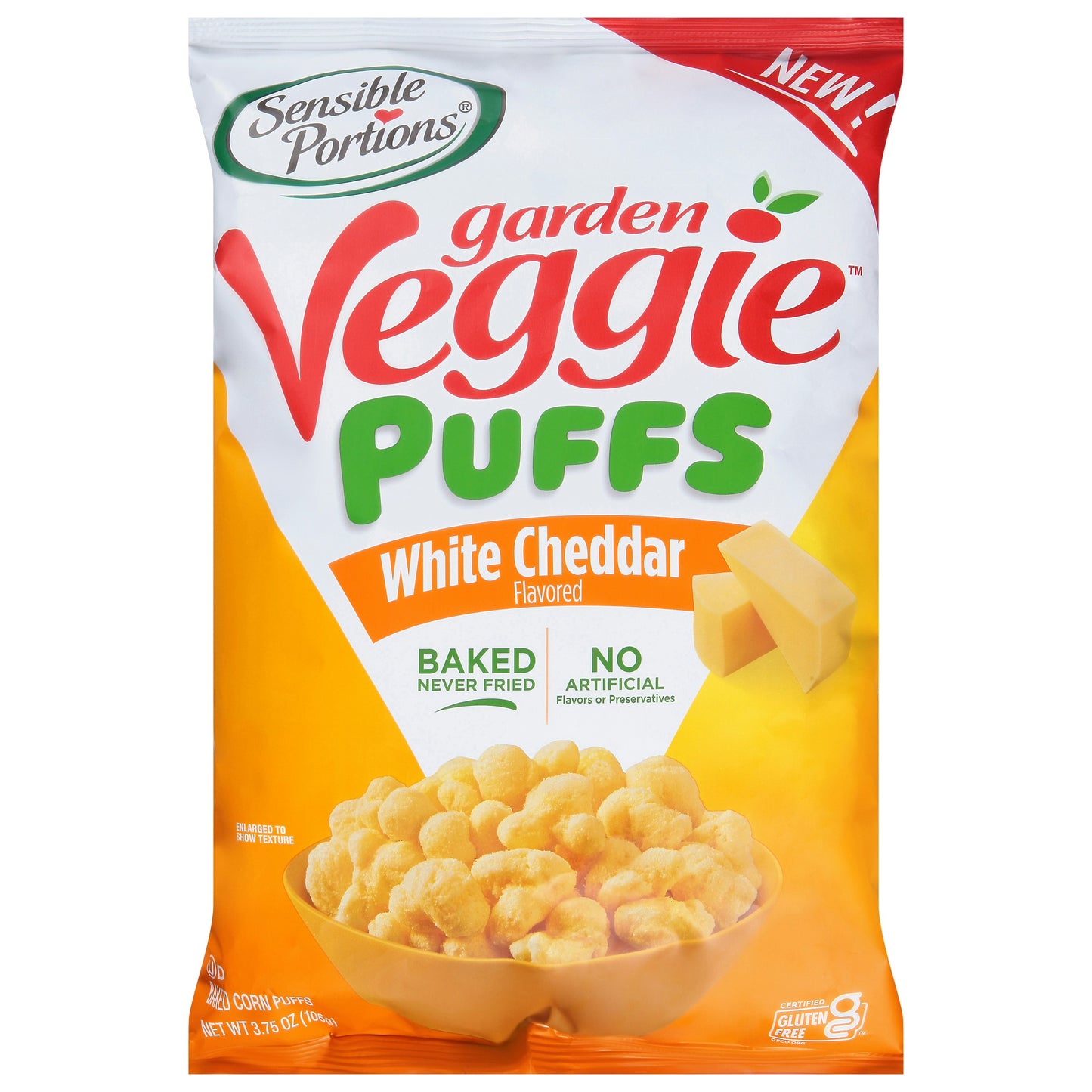 Sensible Portions Puffs Garden Veggie White Cheddar 3.75 Oz (Pack of 6)