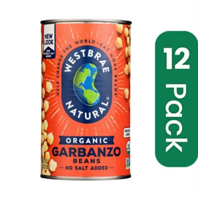 Westbrae Natural Organic Beans Garbanzo Low Sodium - 25 oz (Pack of 6)