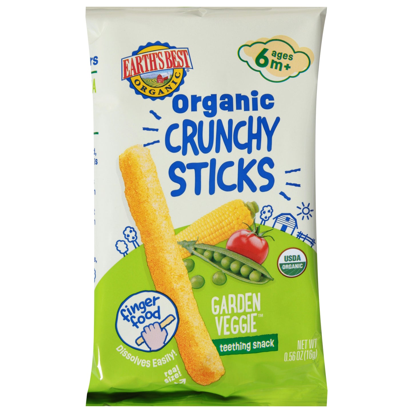 Earth's Best Crunchy Sticks Garden Veggie - .56 Oz (Pack of 5)
