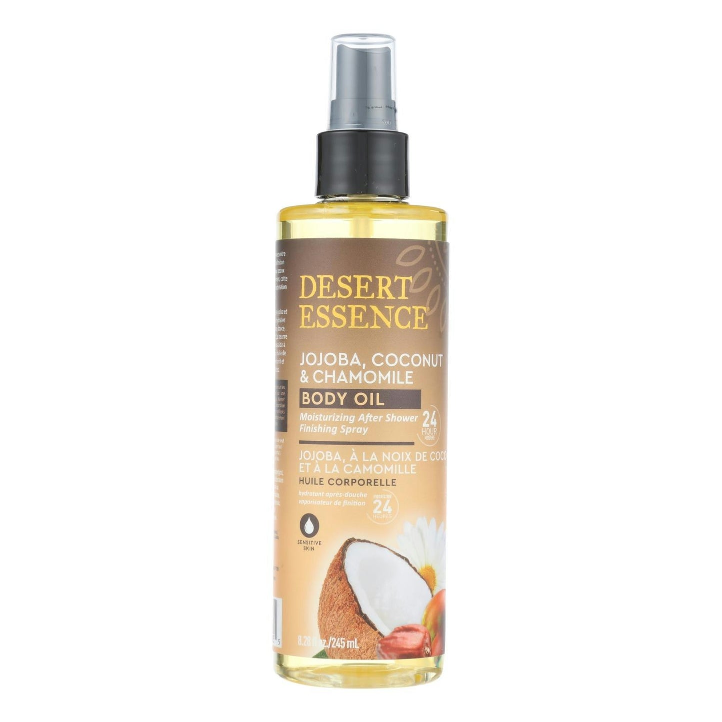 Desert Essence Body Oil Spray Jojoba Coconut Chamomile 8.28 Fl Oz (Pack of 3)