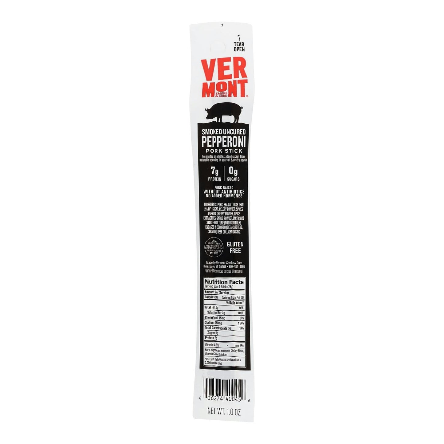 Vermont Smoke And Cure - Smoked Pork Pepperoni Stick 1 oz (Pack of 24)