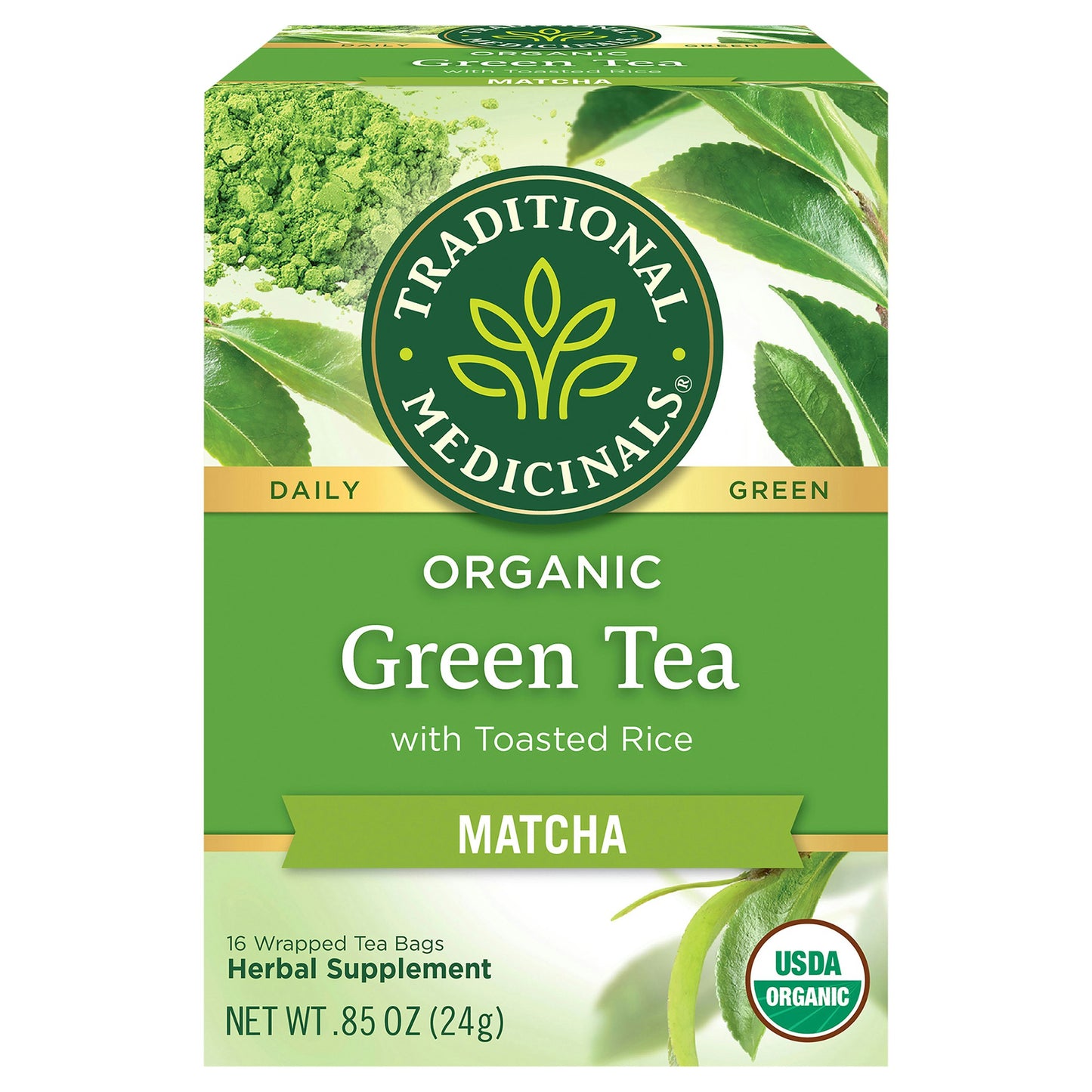 Traditional Medicinals Tea Matcha Toasted Rice 16 Bag (Pack of 6)