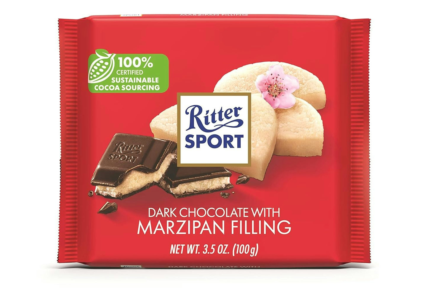 Ritter Sport Dark Chocolate With Marzipan 3.5 oz (Pack of 12)