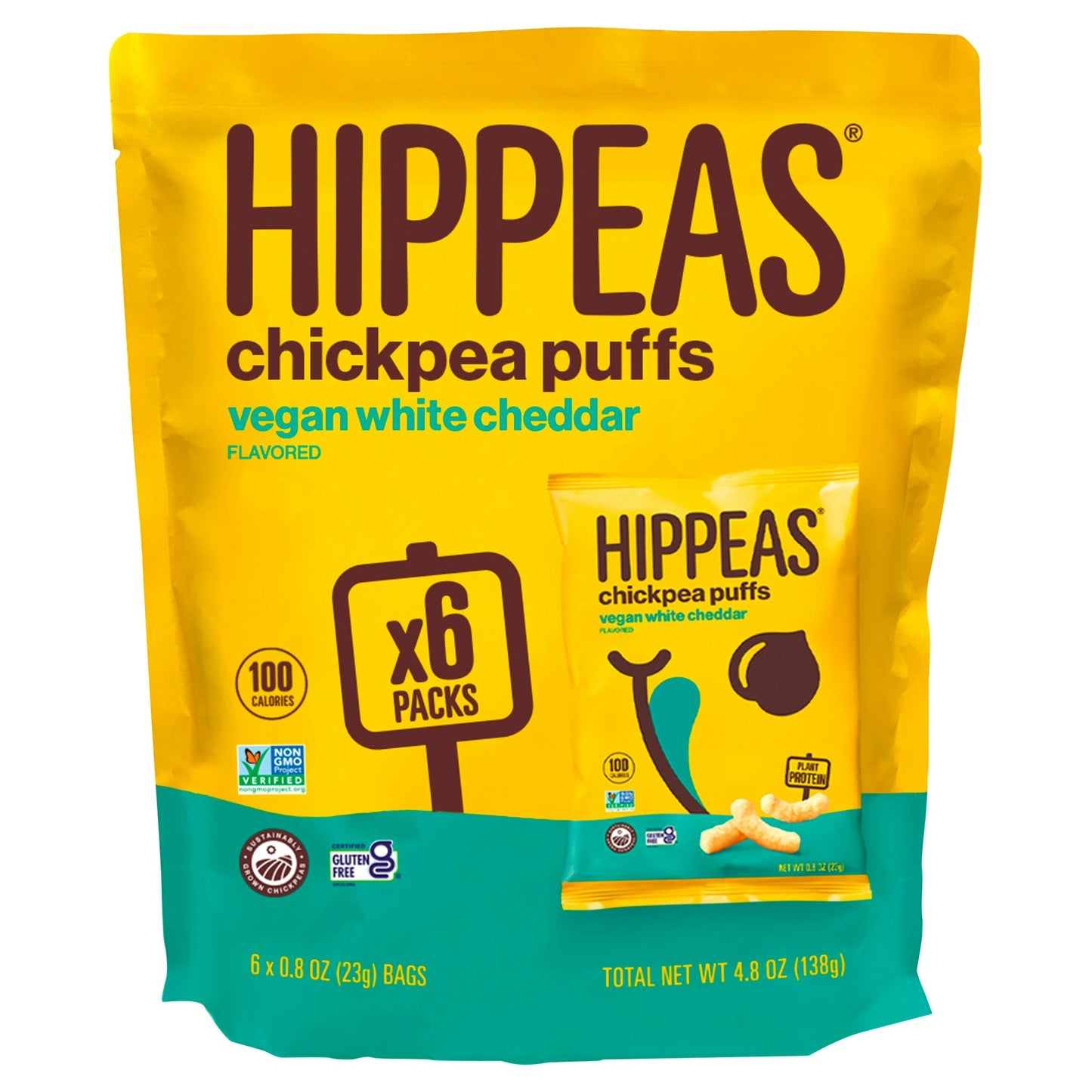 Hippeas Puffs White Cheddar 6Pack 0.8 Oz (Pack of 12)