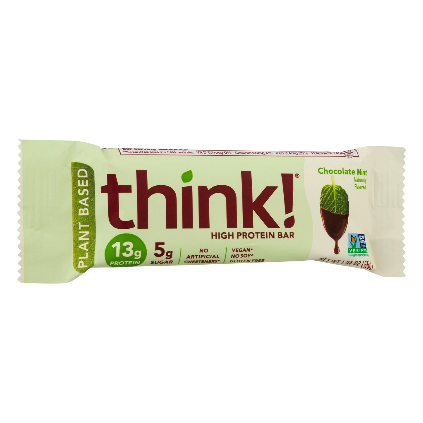 Think! Bar Protein Plant Mint Chocolate 1.94 Oz (Pack of 10)