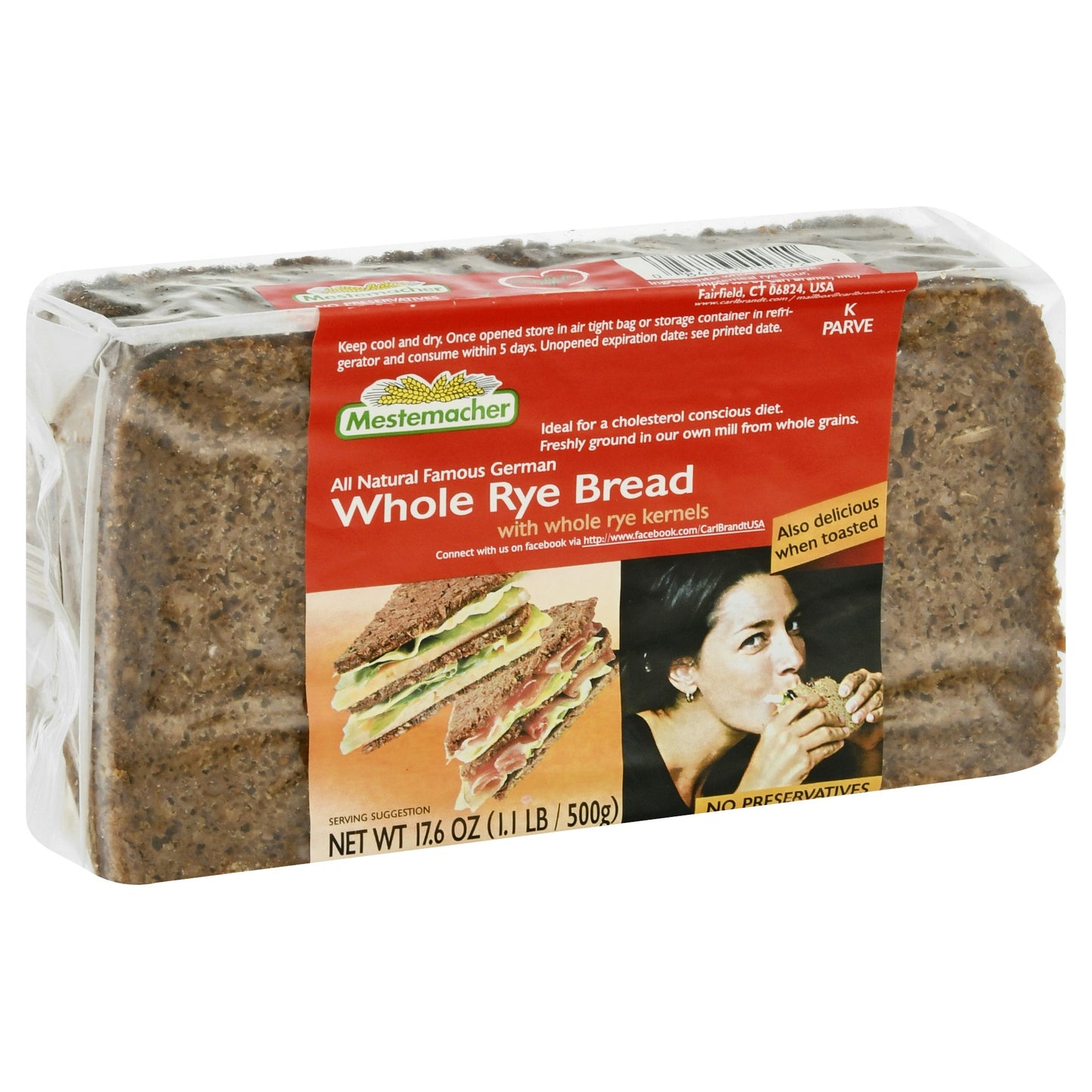 Mestemacher Bread RTE Whole Rye 17.6 Oz (Pack of 12)