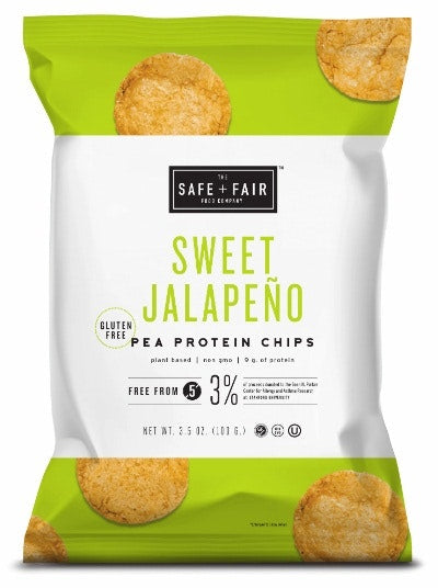 Safe + Fair Sweet Jalapeno Pea Protein Chip - 3.5 Ounce Bag (Pack of 12)