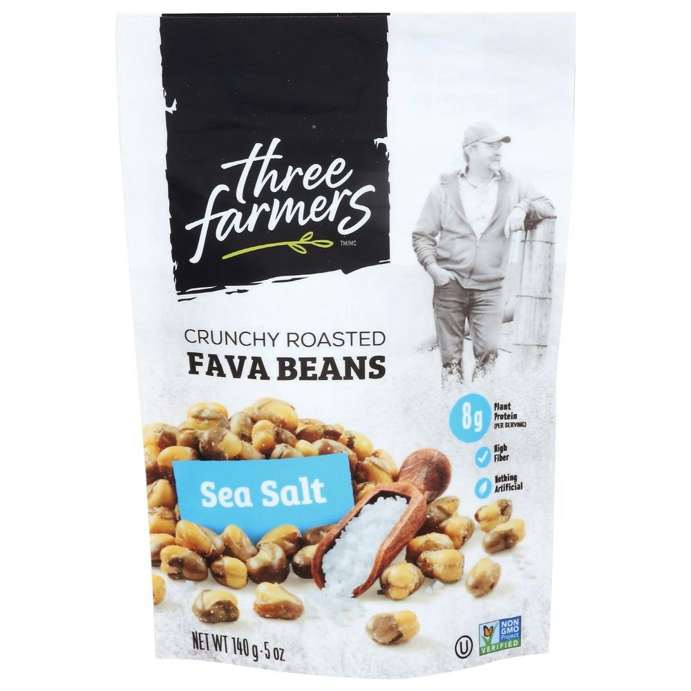 Three Farmers Sea Salt Crunchy Roasted Fava Beans - 5 Ounce (Pack of 6)