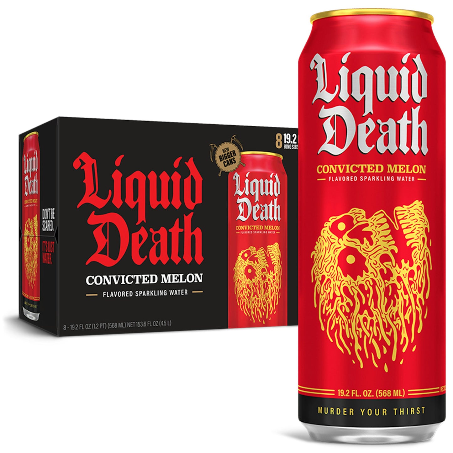 Liquid Death Water Sparkling Convicted Melon 153.6 Fo Pack of 3