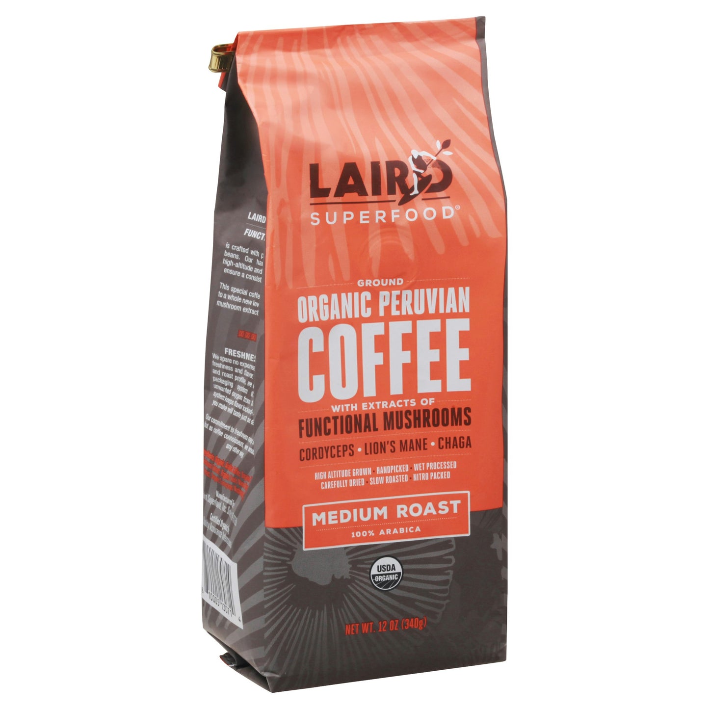 Laird Superfood Coffee Medium Ground Mushroom Organic 12 Oz Pack of 6