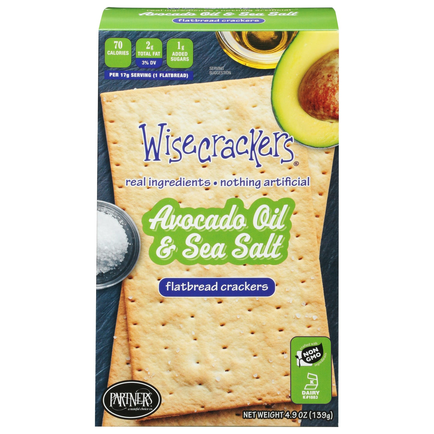 Wisecrackers Flatbread Avocado Oil Sea Salt 4.9 oz (Pack of 6)