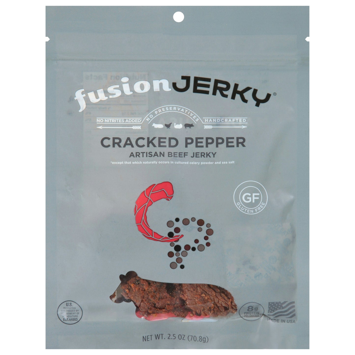 Fusion Jerky Jerky Beef Cracked Pepper 2.5 Oz Pack of 8