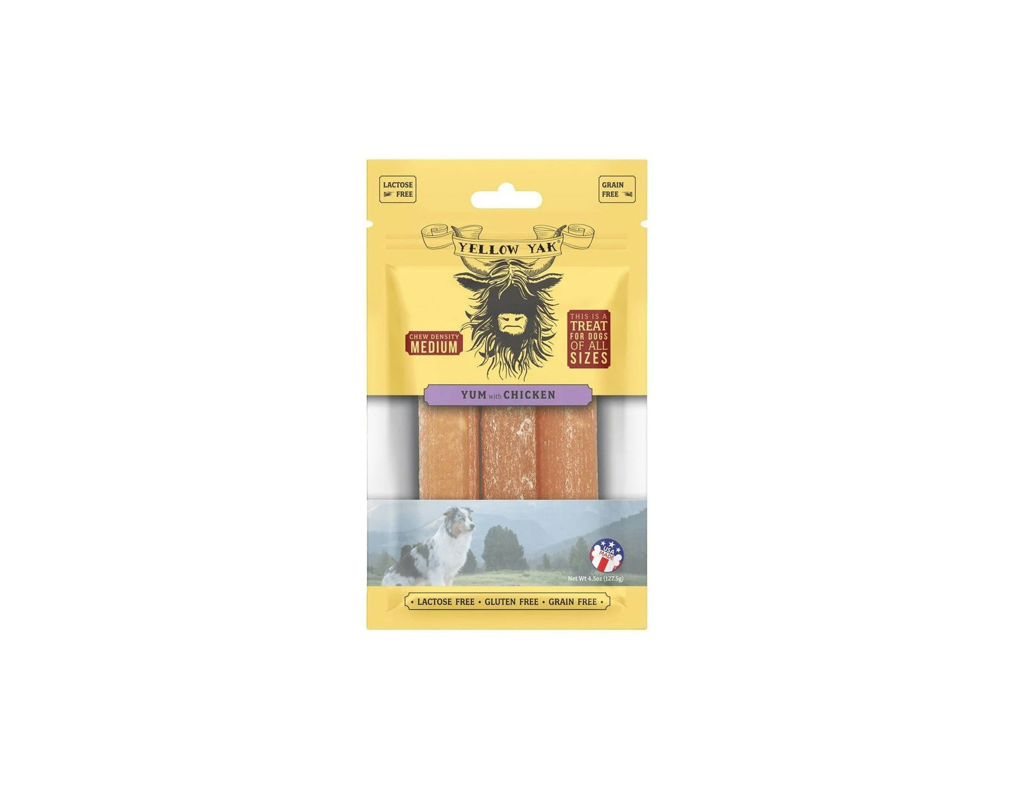 Yellow Yak - Yum Chicken Medium Density Chews for All Dogs 4.5 oz (Pack of 6)