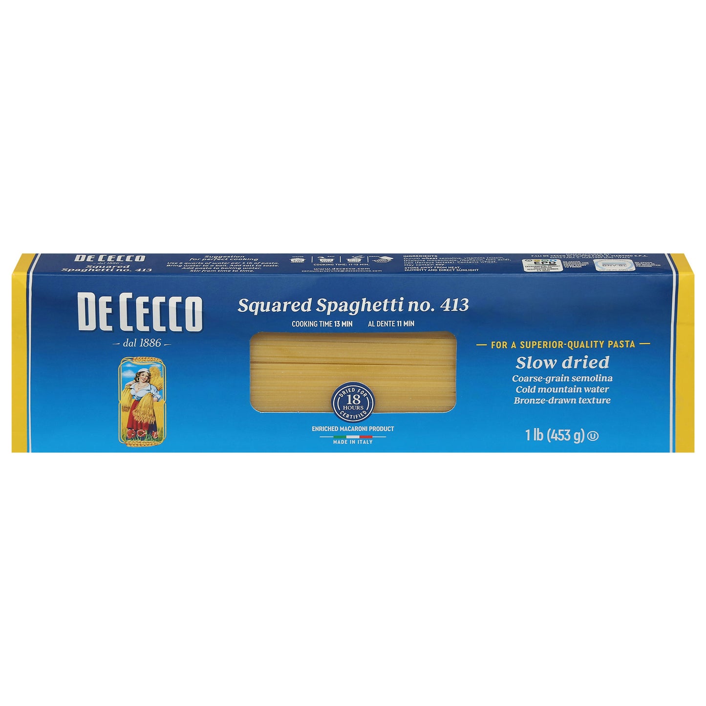 De Cecco Pasta Squared Spaghetti 16 Oz Pack of 20