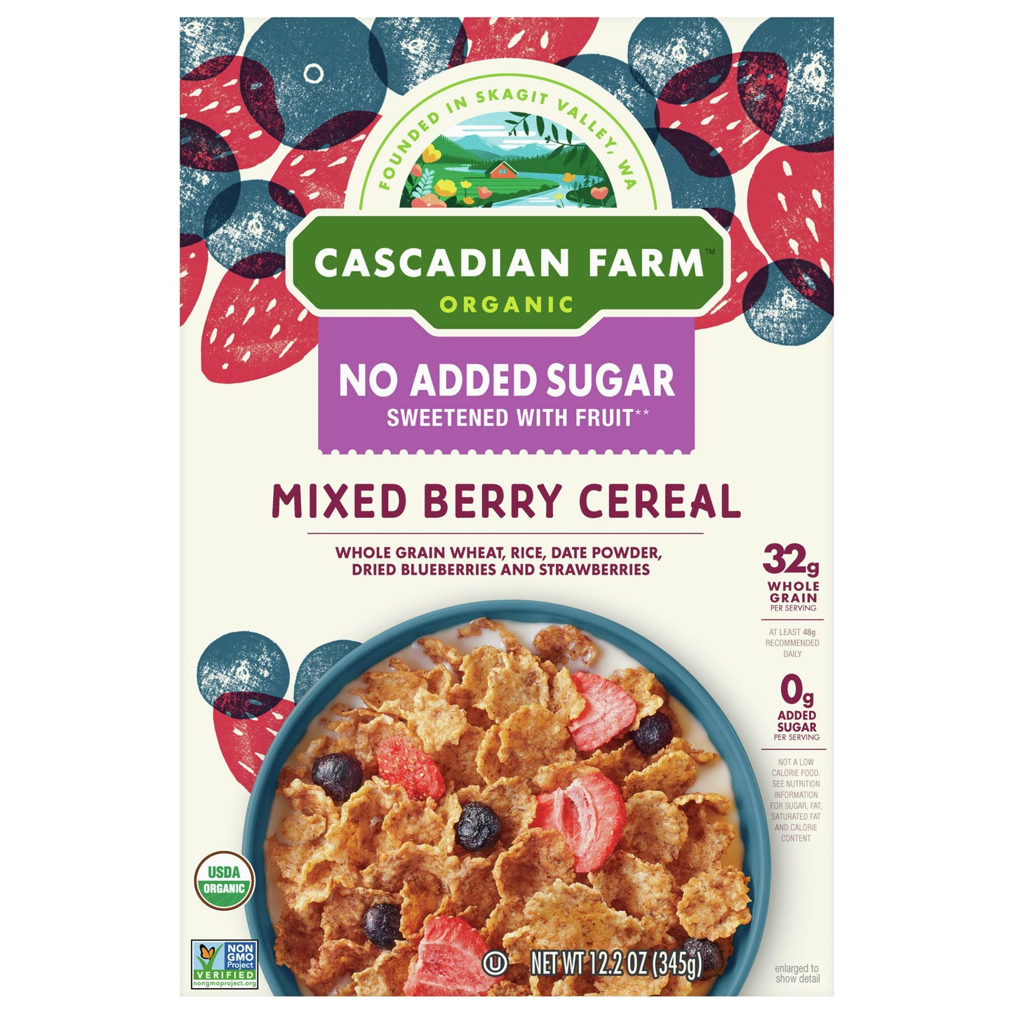 Cascadian Farm Cereal Mixed Berry No Added Sugar 12.2 Oz Pack of 10