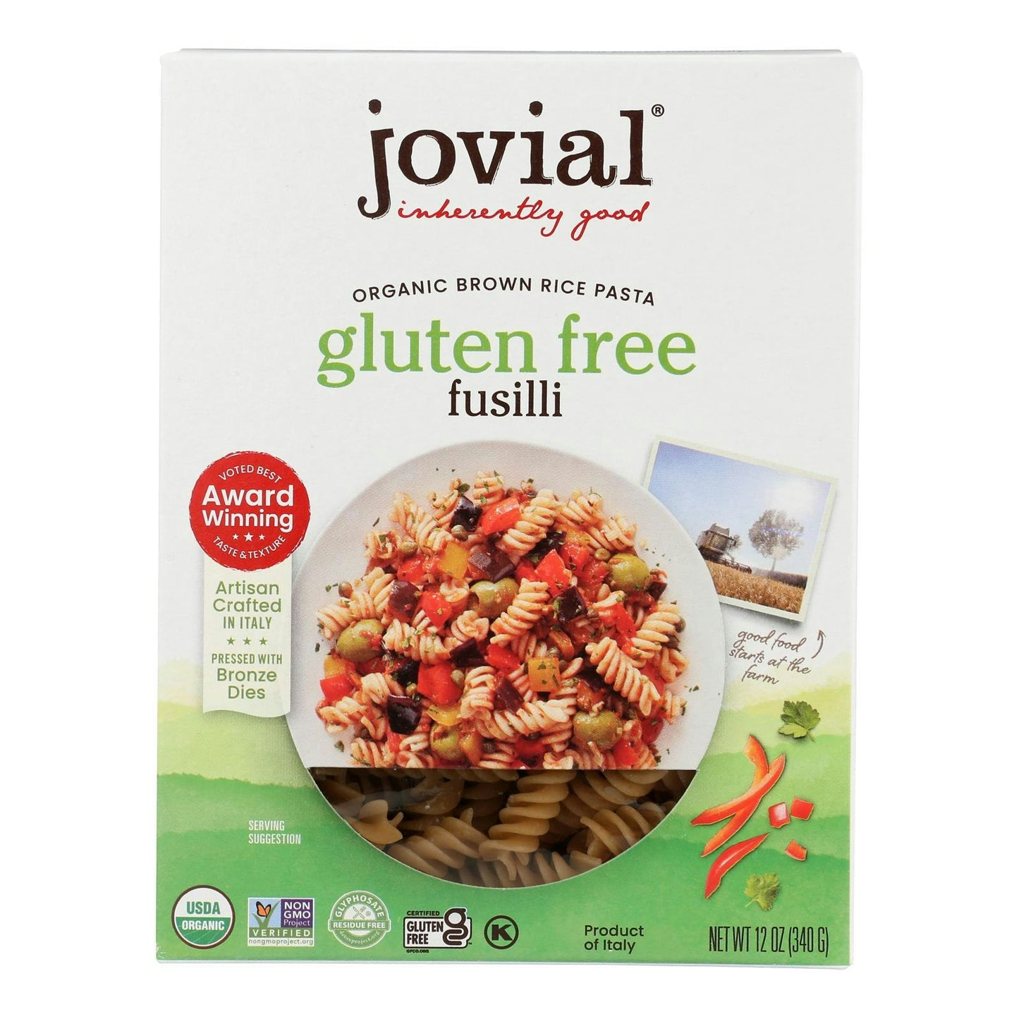 Jovial - Pasta - Organic - Brown Rice - Fusilli - 12 oz (Pack of 12)