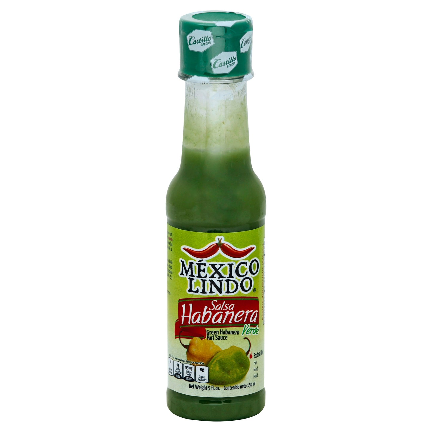 Castillo Salsa Habanera Green Extra Hot Bottle 5 Oz Pack of 12