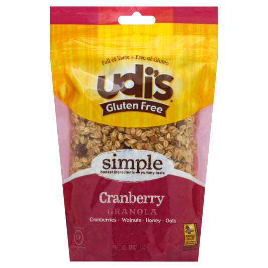 Udis Granola Gluten Free Cranberry Bag 11 oz (Pack of 6)