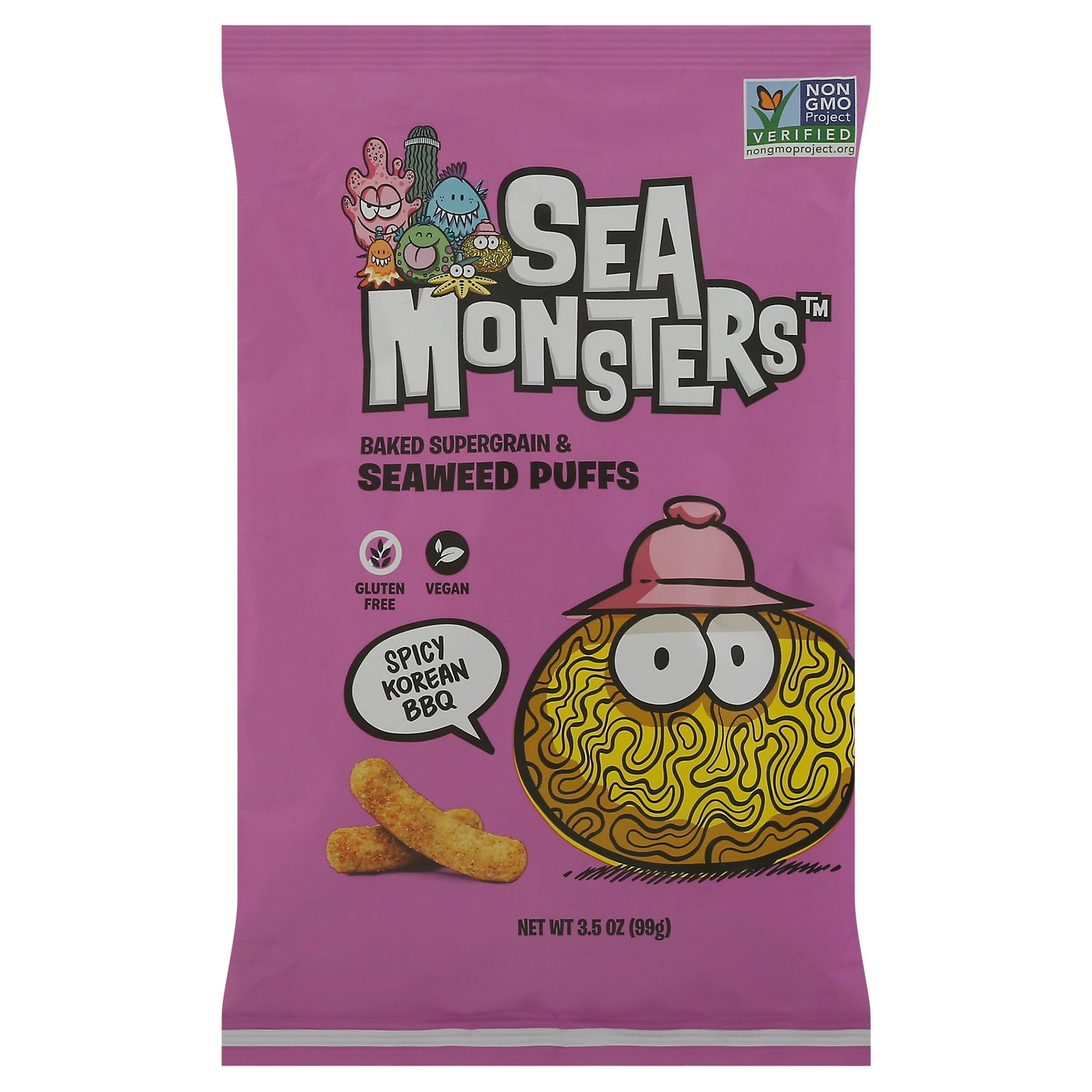 Sea Monsters Seaweed Puffs Spicy Barbeque 3.5 Oz (Pack of 8)