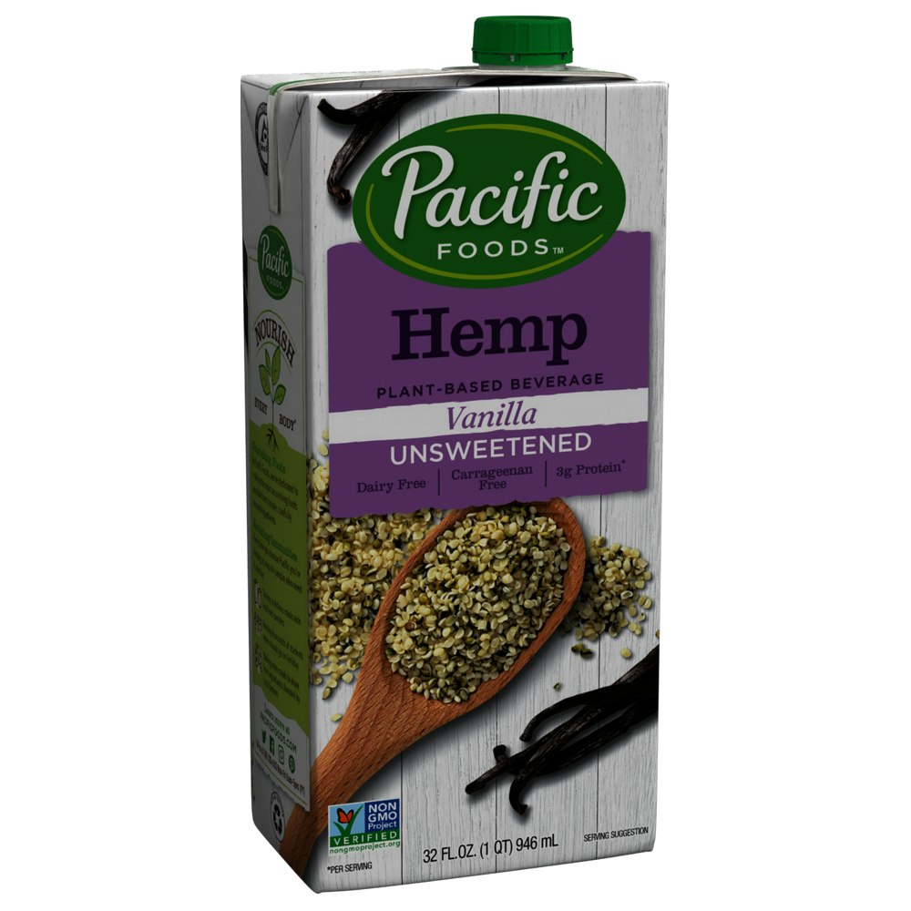Pacific Foods Hemp Milk Unsweetened Vanilla 32 Fo Pack of 12