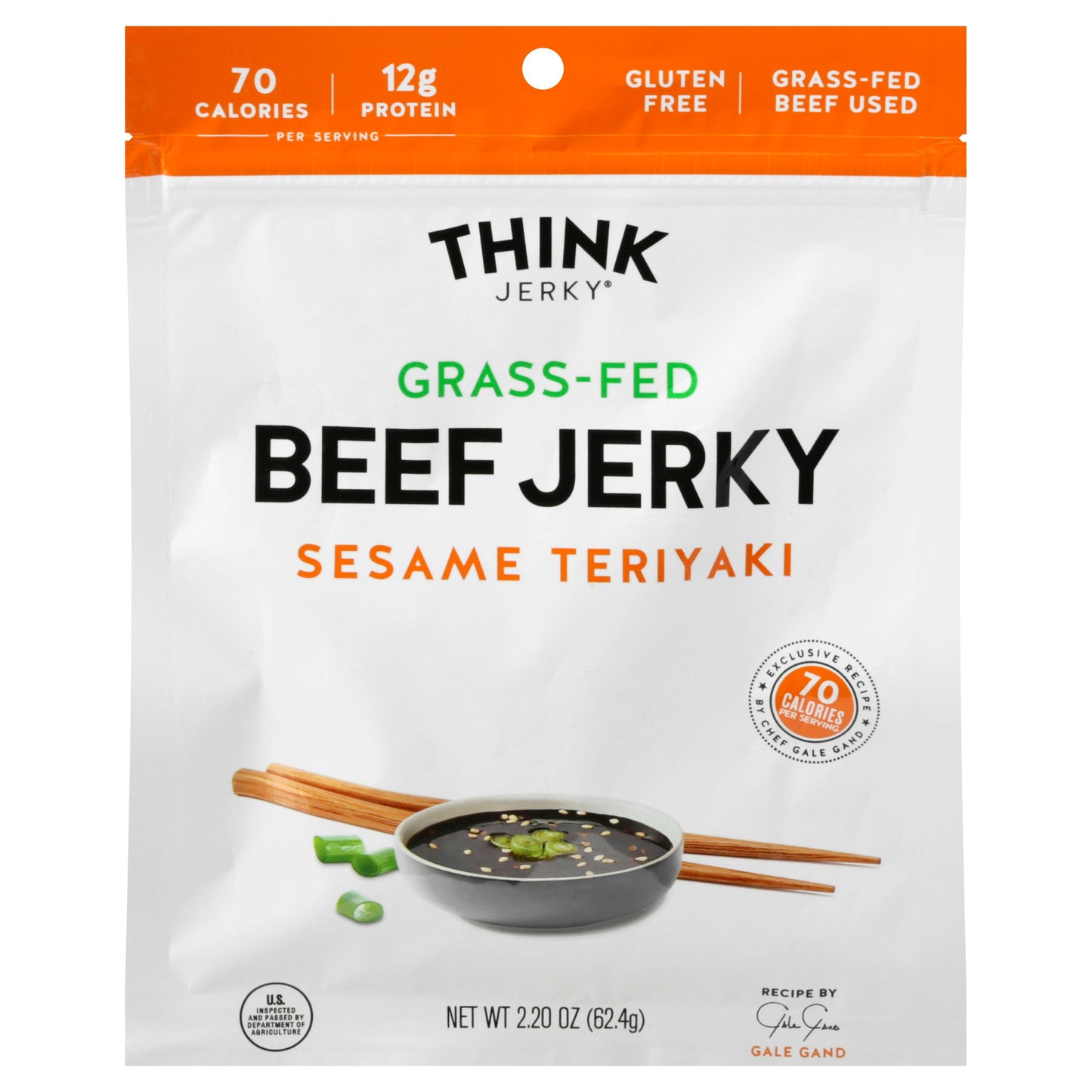 Think Jerky Jerky Beef Sesame Teriyaky 2.2 oz (Pack of 8)