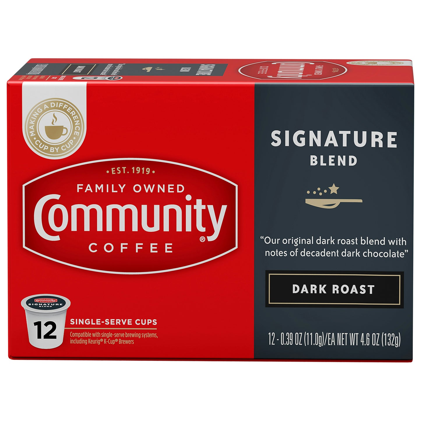 Community Coffee Single Serve Dark Roast 12 Pc Pack of 6