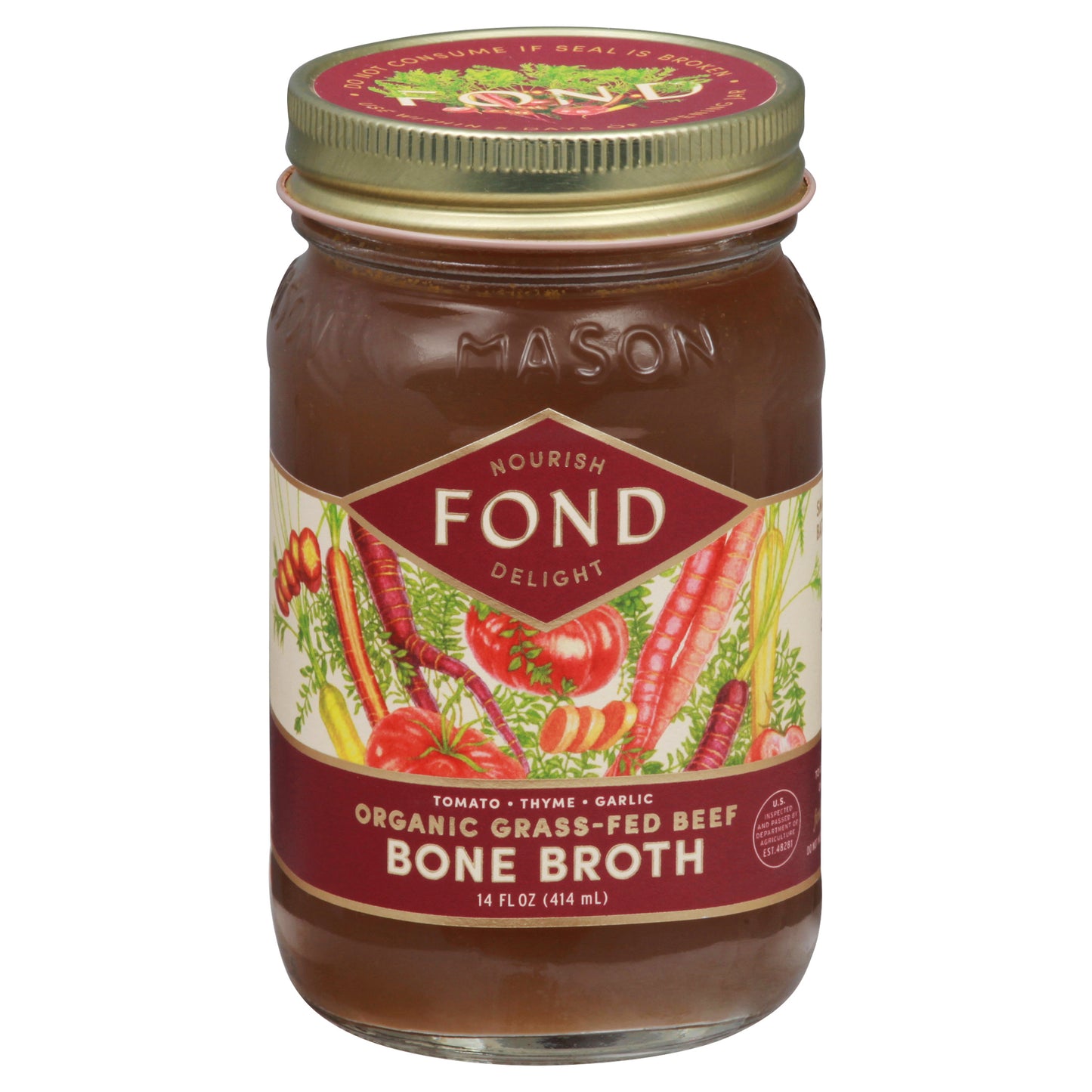 Fond Bone Broth Broth Beef Bone Grlc Organic 14 Fl Oz (Pack Of 4)