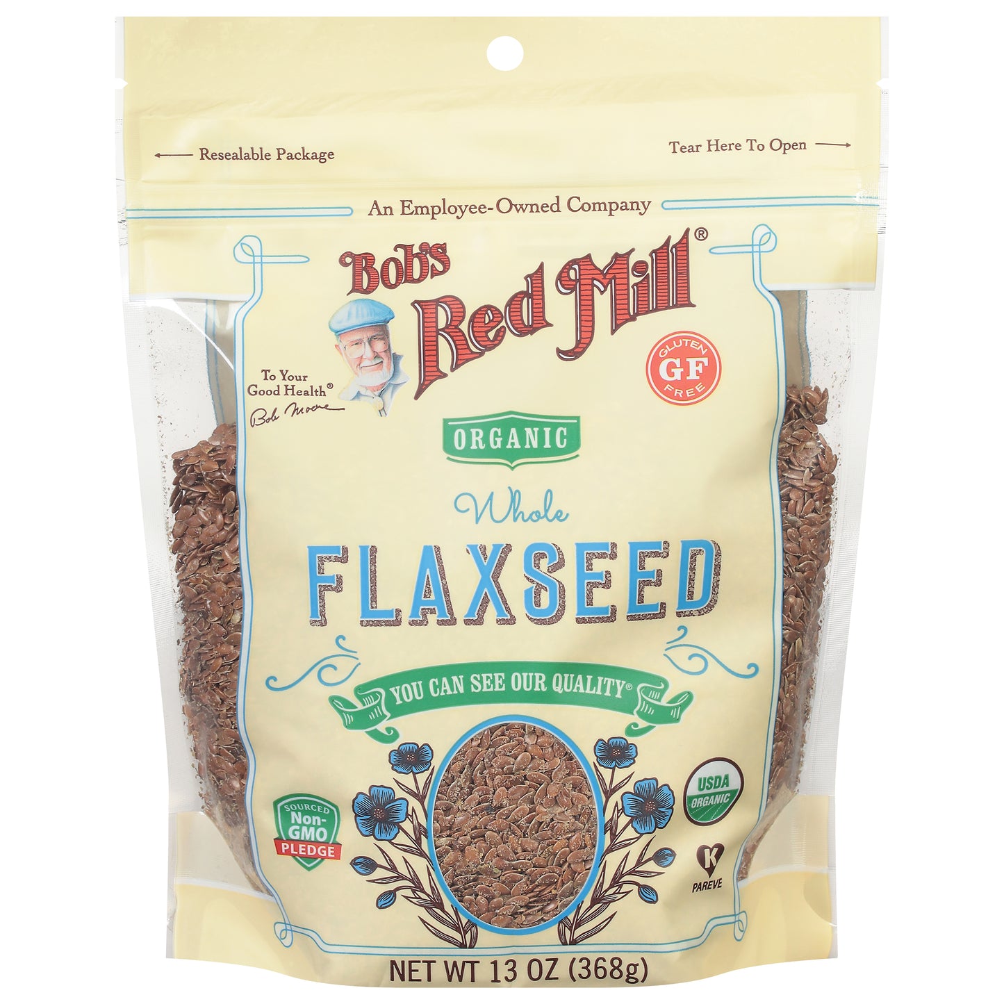 Bobs Red Mill Flaxseed Brown Organic 13 Oz Pack of 4