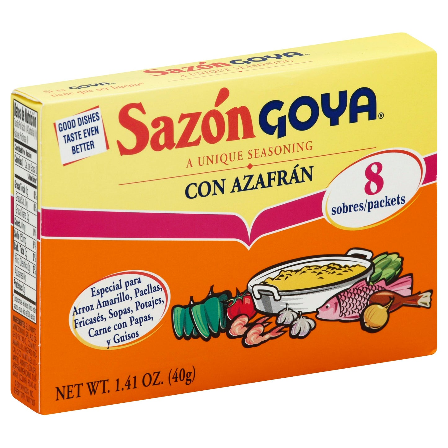 Goya Sazon Azafran 1.41Oz 8 Pieces (Pack of 36)